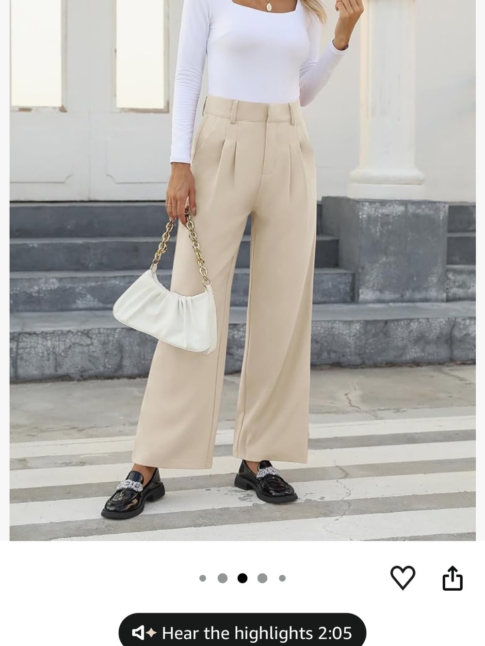 Wide-Leg High-Waist Cream Trousers